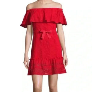 Likely Red Off the Shoulder Dress, Size 4